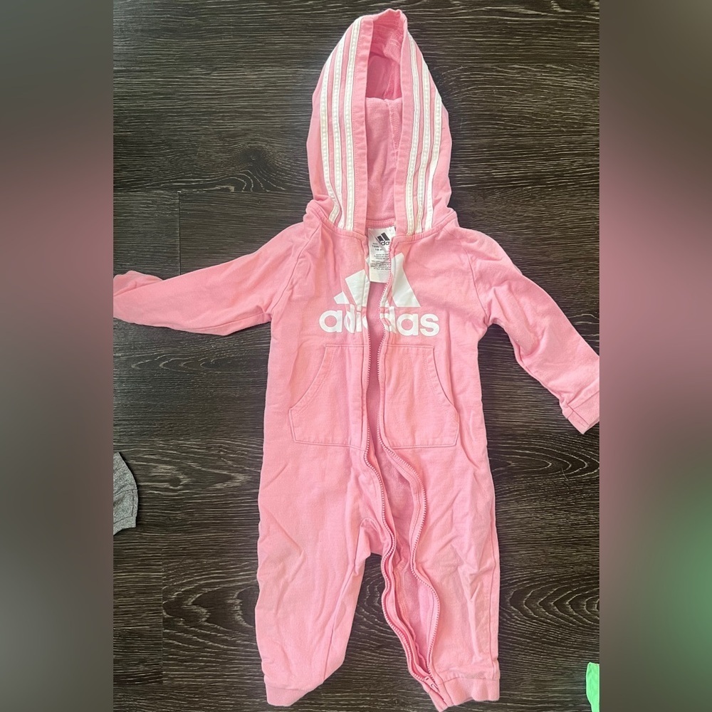Adidas Kids Pink Footie One Piece